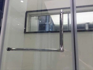 Modern design frameless square corner hinge bathroom sliding glass shower door
