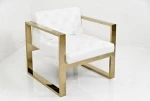 Modern Furniture Occasional PU Leather Golden Stainless Steel Armrest Chair