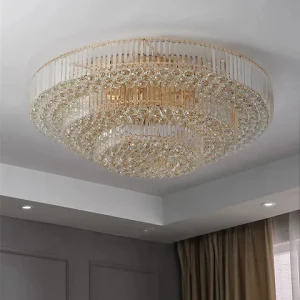 Modern Hotel Restaurant Decorate Surface Mount Large Fancy Crystal Ceiling Light with Square Round