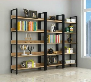 Modern Style Industrial Style Bookcase and Book Shelves, Vintage Wood and Metal Bookshelf