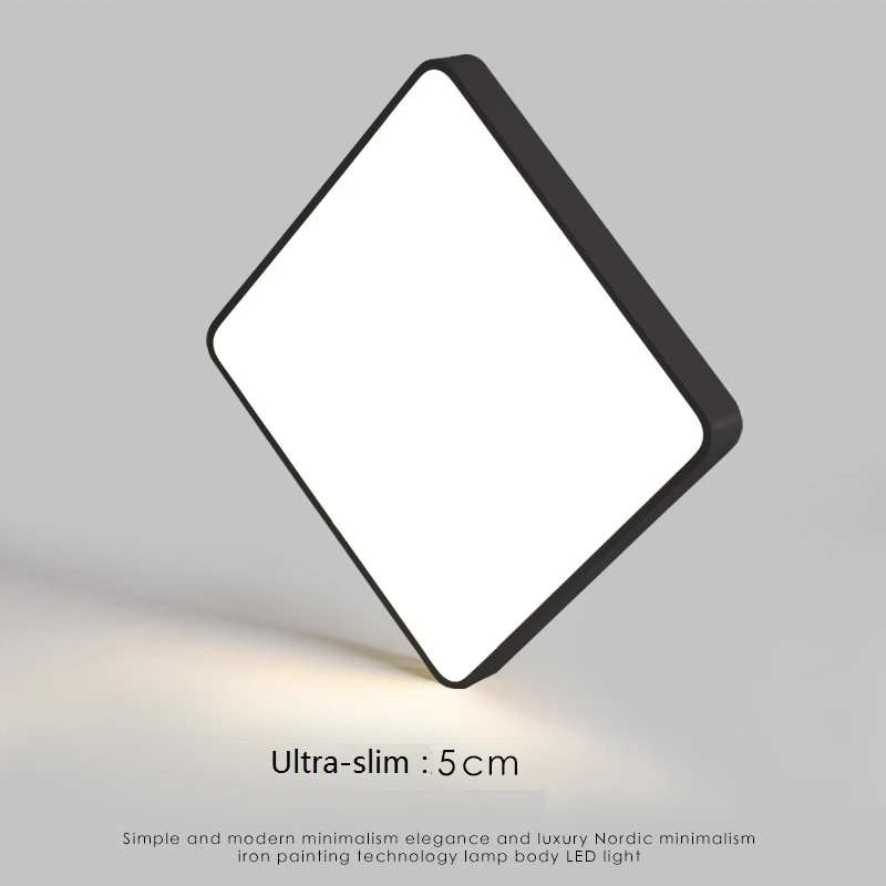 Modern Ultra-slim Black Square LED Ceiling Lights Fitting Acrylic Iron Metal Ceiling Lamp Lighting