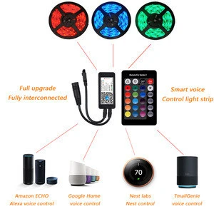 Music Alexa google home phone control 5050 RGB IP65 strip+24key controller+power adapter Wifi LED Strip Light