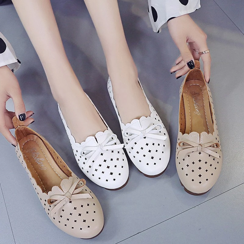 New arrivals 2020 Latest Women Flats Shoes Mesh PU leather Loafers Candy Color Slip on Flat Shoes Ballet Flats Ladies Shoes