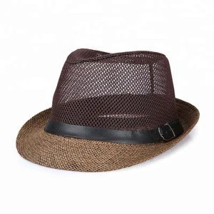 New Breathable Mesh Fedora Hats With Leather Belt