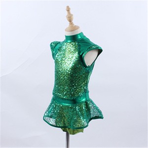 New costumes sequin green ballet tutu girls fashion stage performance dance wear wholesale girl tutu