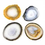 New Crafts Home Kitchen Decor Natural Marble Agate Stone Tray Plate Cheese Board With Gold Rim