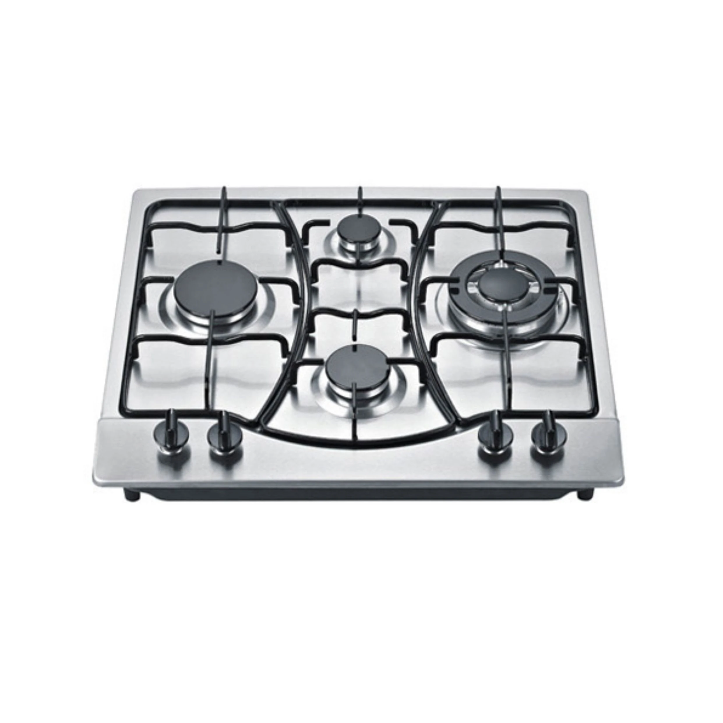 New Design  60cm Stainless Steel 4 Burner Gas Hob With Flame Safety Device Enamelled Pan Stand Right Side Knob Control