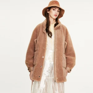 New Fashion Winter Single Breasted Sheep Skin Fur Coat Women Faux Fur Coat