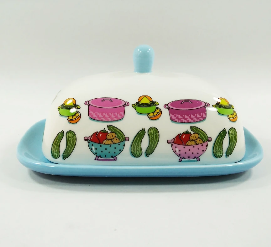 New products Butter dish green butter container with lid best selling products  watermelon decal butter dish ceramic