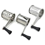 New Stainless Steel Rotary Cheese Grater Vegetable Shredder Fruits Slicer with 3 Drum Multi Purpose Kitchen Tool
