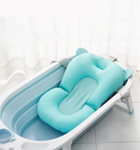 Newborn Infant Adjustable Bath Tub Pillow Seat Mat Non-slip Baby Bath Net Mat Kids Bathtub Shower Cradle Bed Seat