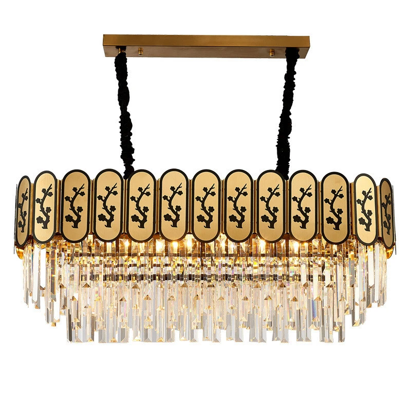 Newest indoor Lighting Chandelier round gold Pendant Rectangle Shape Fixtures modern chandelier