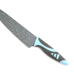 Nonstick marble coating blade PP+TPR handle cheap and useful kitchen knives set knife cutlery with acrylic knife block