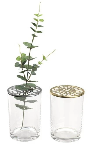Nordic style glass vase with metal lid