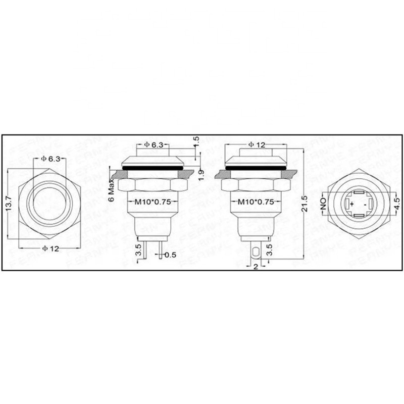 Buy Oabb 10mm Push Button Switch Waterproof Self Locking Ring Led Push ...