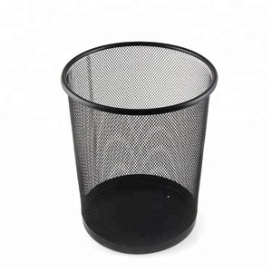 Office Stationery 3 Size Round black mesh trash can Wire Metal Paper Waste Bin
