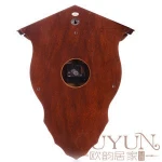 Old style wood made Wooden Wall clock with handcrafted flower