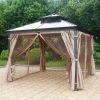Outdoor Double Roof Hardtop Gazebo Canopy Curtains Aluminum Furniture with Netting for Garden Patio Polycarbonate Gazebo