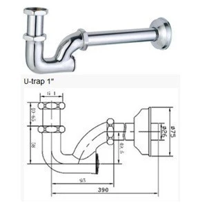 P U trap 1 1/4" basin floor drain drainer bathroom fittings plumbing Plug Traps Siphon brass stainless steel chrome brushed upc