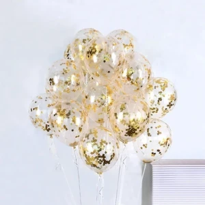 Party Wedding Glitter Clear Transparent Gold Confetti Balloons