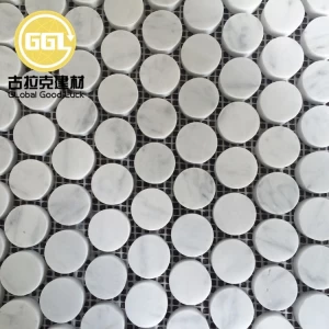 Penny round Italian white marble mosaic tile for floor and backsplash wall
