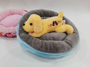 Pet accessory comfy calming pet bed luxury short plush cat dog bed pet