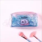 Pink cherry sakura laser pencil bag transparent reflective light lovely pencil box