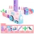 Import Pink Domino Train 80PCS Blocks Rally Electric Toy Set Macaron Color Train Model with Lights and Sounds Construction Toys from China