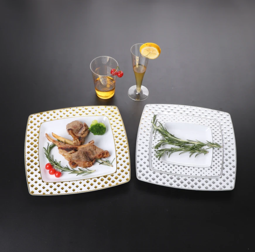 plastic plates dinnerware sets square gold plastic dinnerware sets disposable