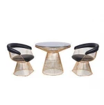 plated metal wire rose gold restaurant chairs and tables