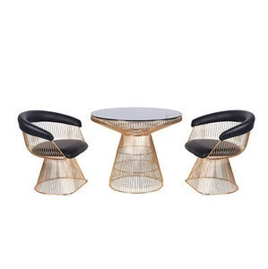 plated metal wire rose gold restaurant chairs and tables