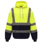 100% polyester Fleece Hoodie coat in stock  and Customized Logo two tones Hivis Reflective Safety Sweatshirt Men