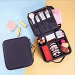 Polyester nylon EVA cosmetic beauty With Dividers Beauty Cosmetic Case Makeup Bag