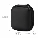 Portable Small Shockproof Pu Leather EVA Hard Earbuds Carrying Cases Zipper Earphone Case