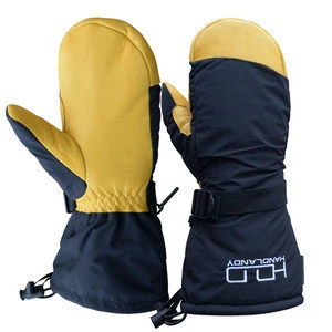 PRI Water resistant windproof cowhide leather winter thermal warm snow gloves ski Gloves