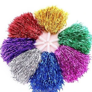 Promotional Cheerleader Metallic PET Pompoms for Football Basketball Cheers