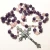 Import Purple Crystal Beads Jewelry Pink Crystal Beads Handmade Necklace Cross Silver Plated Rosary from China