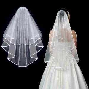 QY Simple Short Tulle Wedding Veils Two Layer With Comb White Ivory Bridal Veil for Bride for Marriage Wedding Accessories