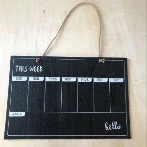 rectangle wood mini blackboard dry erase board weekly planner chalkboard with cord for hanging on wall