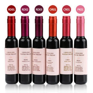Red wine bottle shape lip gloss long lasting non-stick cup lip tint with box