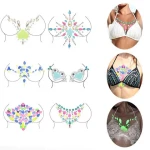 Rhinestone chest patch women body jewels music festival party jewels Party face body breast hair jewels gems tattoo sticker