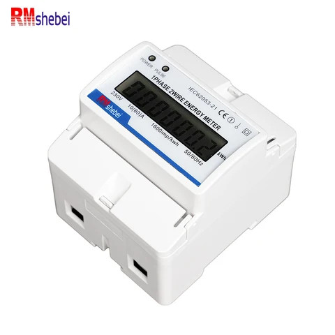RMshebei Multi-Function Single-Phase 4P Liquid Crystal Panel Meter DIN Rail Installation RS485 Communication LCD Display