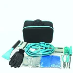 Roadside Assistance Car Emergency Kit + First Aid Kit Rugged Tool Bag Contains Jumper Cables, tools, Reflective Safety Triangle