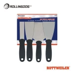 ROLLINGDOG 4PC Different Sizes High Tensile Carbon Steel Blade Putty Knife Set Plastic Handle