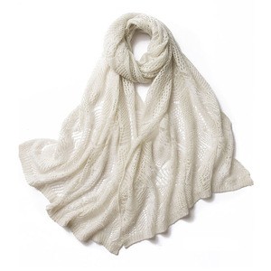 Romantic openwork design knitting scottish 100% cashmere scarf