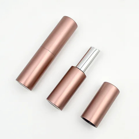 Rose Gold Refilled Lipstick Empty Attractive Metal Lipstick Container Lip Balm Tube With Replaceable Inner Cup Tubes