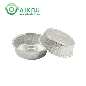 Round Deep Rice Noodle Hotel Restaurant Lunch Soap Box Container Aluminum Foil Disposable Packing Silver Bowl