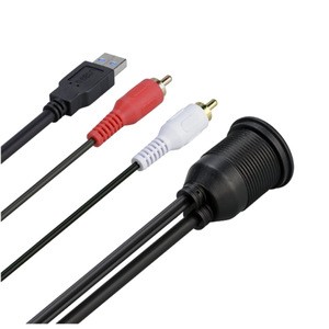 Round Panel Mount Connector Female Custom Power Output Av Audio Video Aux Extension Car Charger Usb A To 3Rca Rca Cable