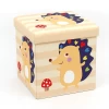 RTS Cute Animal Kids Toy Storage Ottoman Pouf Square with Removable Lid Folding Step Stool Box