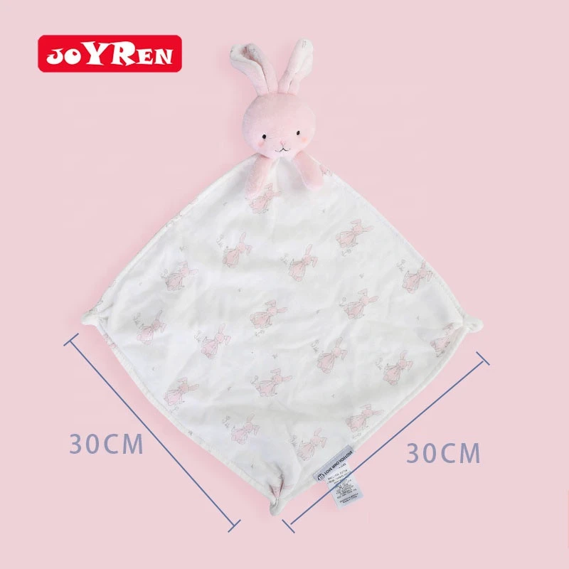 Safe Soft Polyester Fiber Plush Stuffed Animal Baby Security Blanket Sublimation Blank Baby Cotton Bib